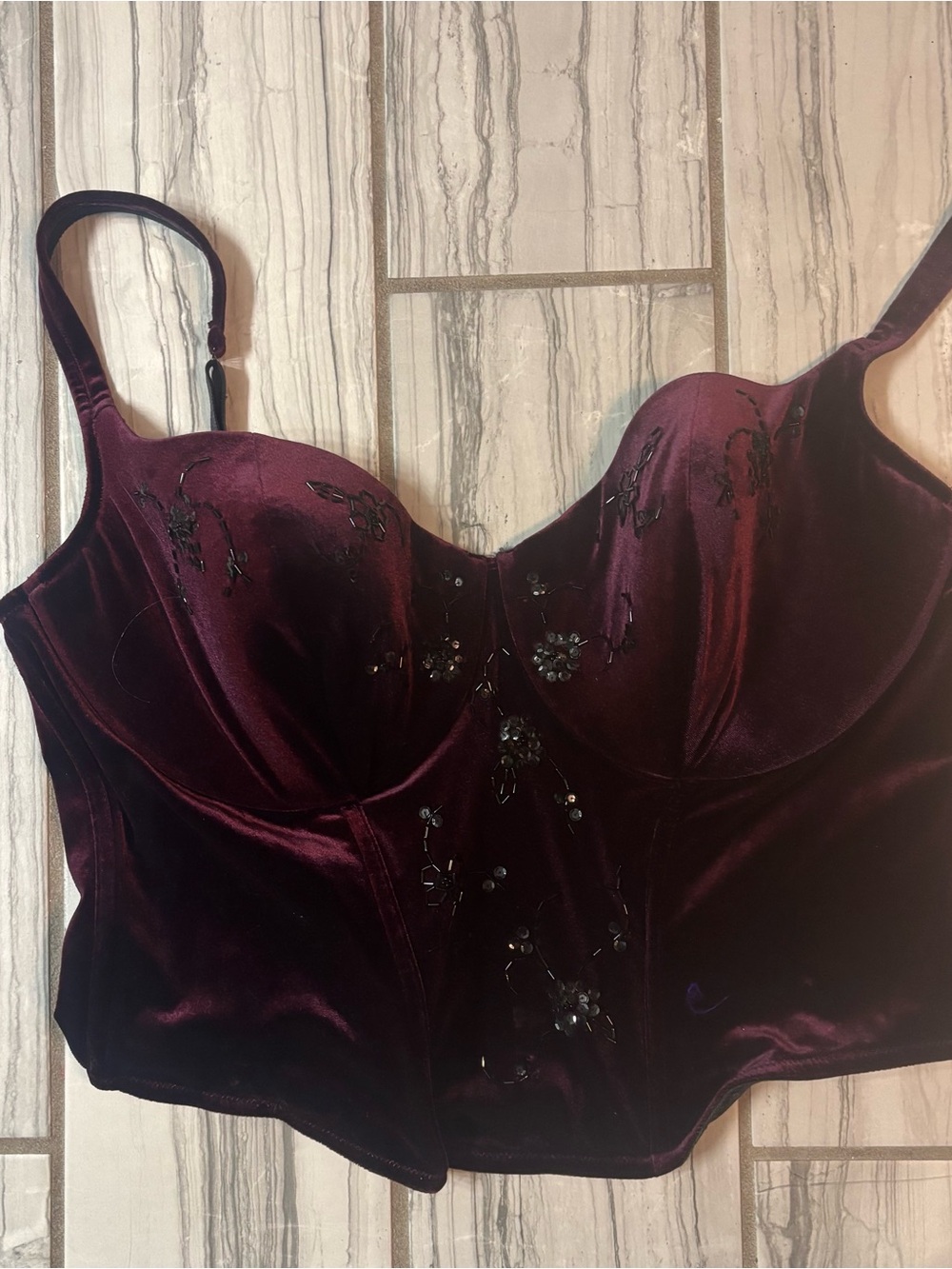 Cacique Plum and Black Bustier Panel